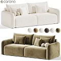Cozy Plush Cream And Olive Green Sofa Set With Soft Fabric Featuring Multiple Decorative Pillows
