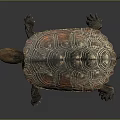 Vibrant Patterned Turtle With Brown Orange Shell And Textured Scaly Legs