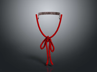 Red Rope With Metal Loop And Decorative Knot For Hanging Purposes 3d model