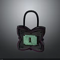 Butterfly Shaped Decorative Lock With Green Panel And Purple Blue Borders