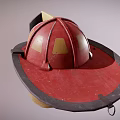 Red and Yellow Firefighter Helmet with 818 Number Transparent Face Shield and Black Strap