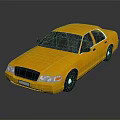 Yellow Sedan Car with Black Front Grille Black Wheels and Reflective Surface on Gray Background