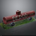 Detailed Red Delta Trading Tanker Truck Model With Wheels On Green Grass Base