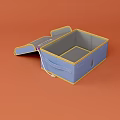 Blue Storage Box With Open Lid Divided Compartments Yellow Trim And White Handle 3d model