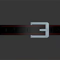 Black Belt With Red Stitching And Silver Metal Buckle For Daily Use