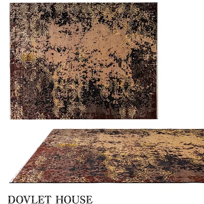 Artistic Square Carpet With Intricate Golden Patterns And Brown Black Tones 3d model