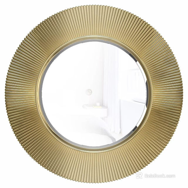 Modern Decorative Round Gold Sunburst Frame Mirror With Radiant Design 3d model 