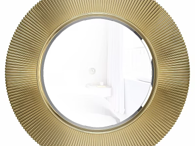 Modern Decorative Round Gold Sunburst Frame Mirror With Radiant Design 3d model