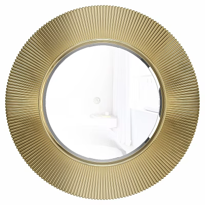 Modern Decorative Round Gold Sunburst Frame Mirror With Radiant Design 3d model
