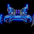 Futuristic Mechanical Creature With Blue Neon Lights And Complex Robotic Structure 3d model