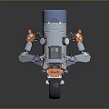 3D Robot Character With Blue Top Gray Body And Orange Mechanical Joints