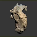 Man Head Sculpture Featuring Intricate Bird Ornament and Artistic Carved Details