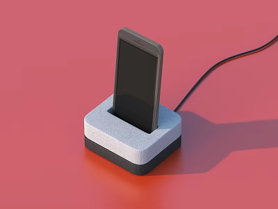 Sleek Smartphone Charging Dock With Soft Silicone Base And Connected Cable 3d model