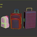 Stylish Travel Luggage Collection With Pink Backpack Blue And Light Blue Suitcases