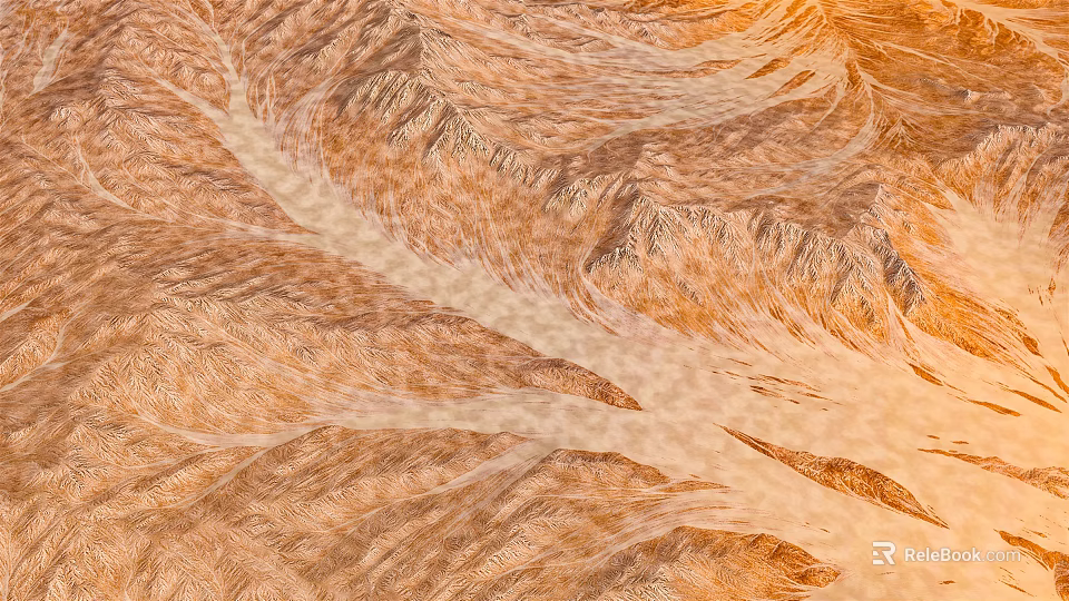 Scenic Desert Landscape with Rolling Sand Dunes and Textured Terrain in Warm Tones 3d model 