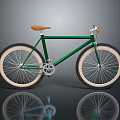 Stylish Green Bicycle With Brown Saddle And Beige Wheels Classic Design