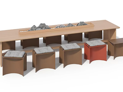 New Chinese Tea Table and Chair Casual Long Table 3d model