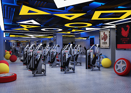 Modern Gym Fitness Area 3d model