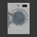 White Modern Front Load Washing Machine With Open Door And Clear Drum 3d model