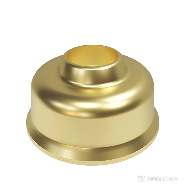 Golden Metal Component With Smooth Shiny Surface And Round Base Design 3d model 