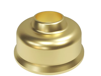 Golden Metal Component With Smooth Shiny Surface And Round Base Design 3d model
