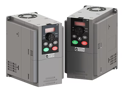 Industrial Variable Frequency Drives Equipment with Gray Enclosure Control Panel and Digital 3d model