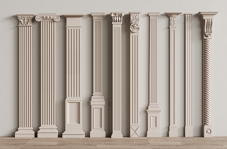 French Gypsum Roman Column Square Column 3d model