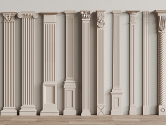 French Gypsum Roman Column Square Column 3d model