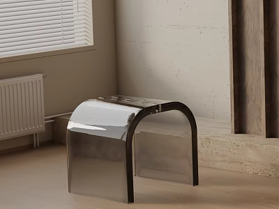 Modern Transparent Acrylic Nightstand In Minimalist Room With Window And Wooden Accents 3d model