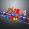 Vibrant Colorful Holiday Decorations With Origami Shapes And Decorative Balls