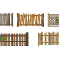 Wooden Garden Fences in Various Styles with Decorative Plants and Patterns