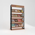 Wooden Bookcase With Black Metal Frame And Multiple Shelves Displaying Books