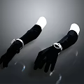Daily Life Essential Two Black Gloves With Silver Metal Ring Decorations