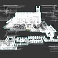 Garden Landscape Design With Castle Structures Stone Steps And Illuminated Paths