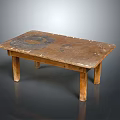Vintage Wooden Table Featuring Worn Distressed Top And Sturdy Wood Legs