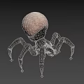 3D Spider Model With Pink Spherical Abdomen And Black Body Long Legs On Black Background