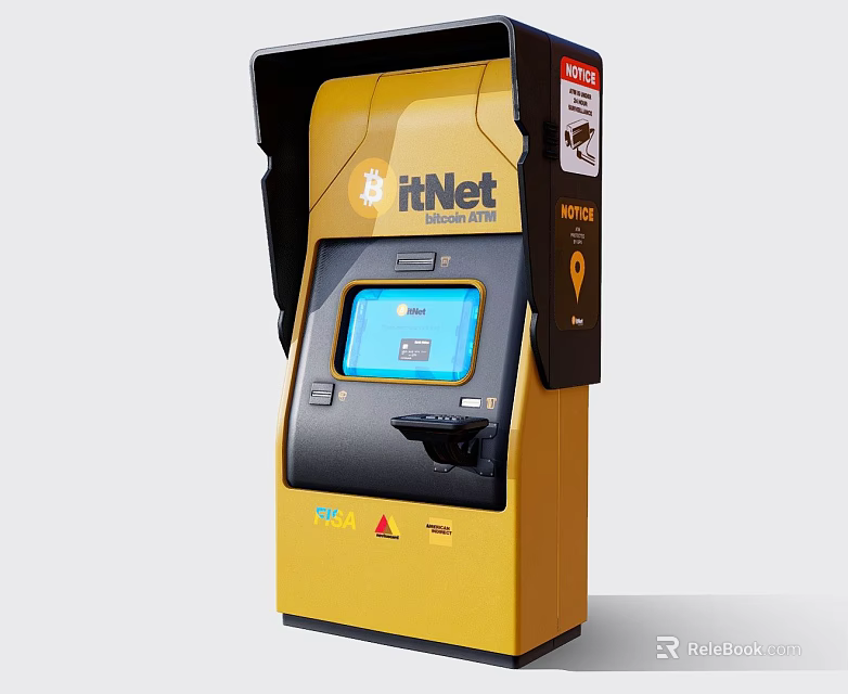 iTiNet Public Information Terminal with Yellow Body and Interactive Screen as Modern Public Facility 3d model 