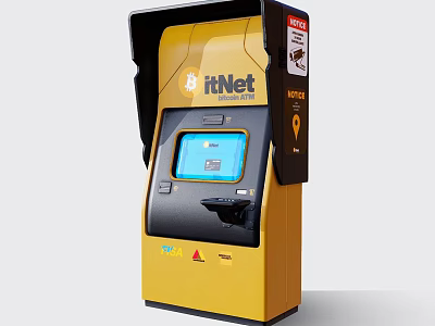 iTiNet Public Information Terminal with Yellow Body and Interactive Screen as Modern Public Facility 3d model