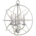 Hanging Industrial Spherical Chandelier With Metal Frame And Candle Lights