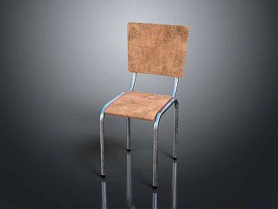 Modern Wooden Chair With Metal Frame And Comfortable Seat Backrest Design 3d model