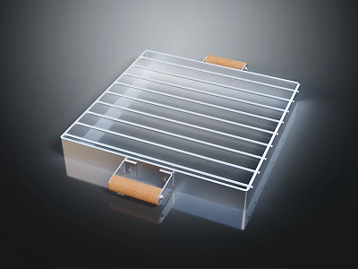 Stainless Steel Grill Rack With Wooden Handles For Baking And Cooling Use 3d model