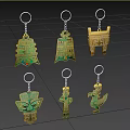 Traditional Bronze Style Decorative Keychains With Various Cultural Shapes And Designs
