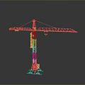 Red Tower Crane As Functional Construction Vehicle For Site Lifting Operations