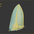 Blue Sailboat Water Transport With Blue Sail Line Design And Yellow Top Decoration