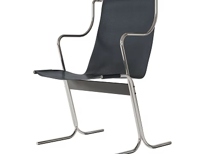 Modern Leisure Chair With Sleek Metal Frame And Black Comfortable Seat 3d model