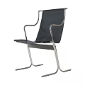 Modern Leisure Chair With Sleek Metal Frame And Black Comfortable Seat
