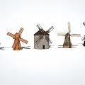 Various Traditional Windmill Models With Wooden And Stone Structures And Different Design Styles