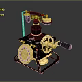 Vintage Mechanical Computer Featuring Gold Black Gears Knobs And Retro Mechanical Structure