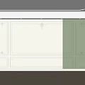 Elegant White And Green Wall With Ornate Molding And Herringbone Wooden Floor