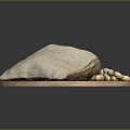Fresh Peanuts Spilled From Burlap Sack On Round Wooden Plate